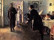 Ilya Repin Unexpected Visitors or Unexpected return oil painting artist